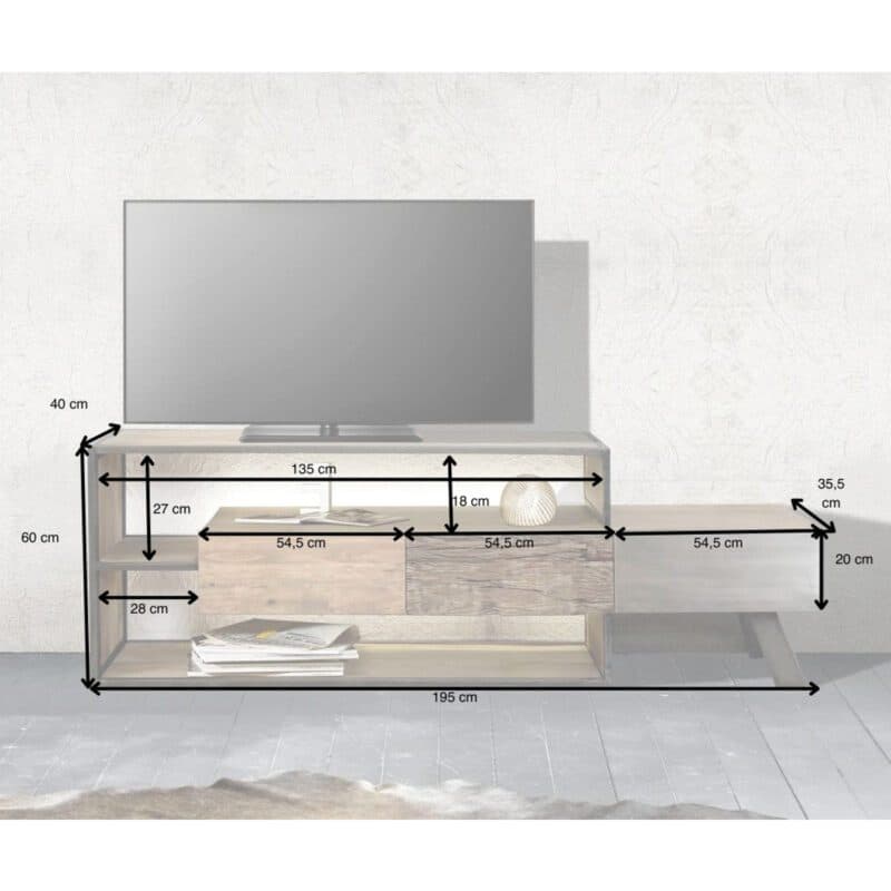 Trendstore Lowboard Warin Maßskizze