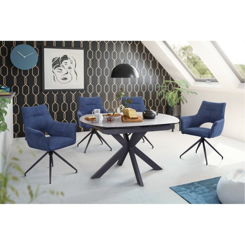 Louming Maleen Drehstuhl mit Bezug in Blau - Wohnbeispiel