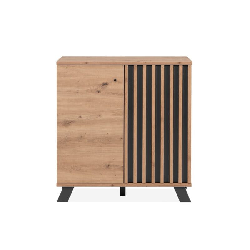 Liadomo Sideboard mit 2 Türen in Eiche Artisan Nachbildung mit Abs. Dekor anthrazit