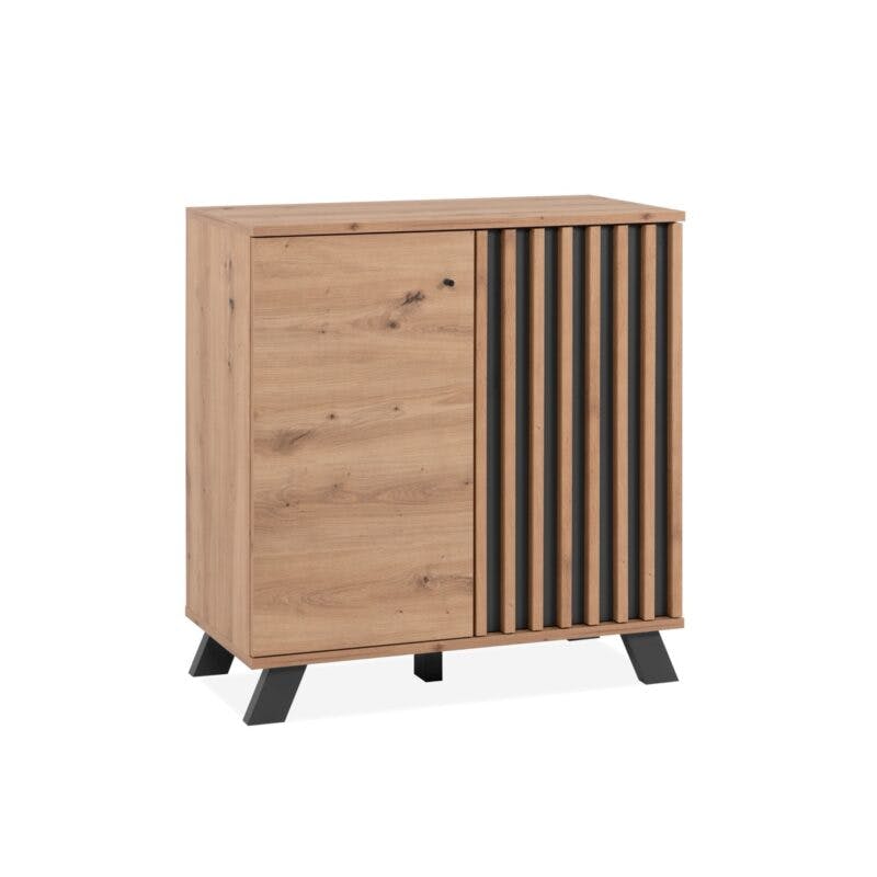 Liadomo Sideboard mit 2 Türen in Eiche Artisan Nachbildung mit Abs. Dekor anthrazit