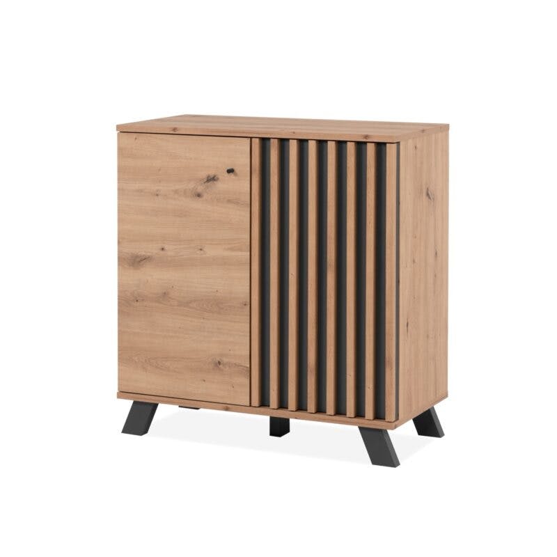 Liadomo Sideboard mit 2 Türen in Eiche Artisan Nachbildung mit Abs. Dekor anthrazit