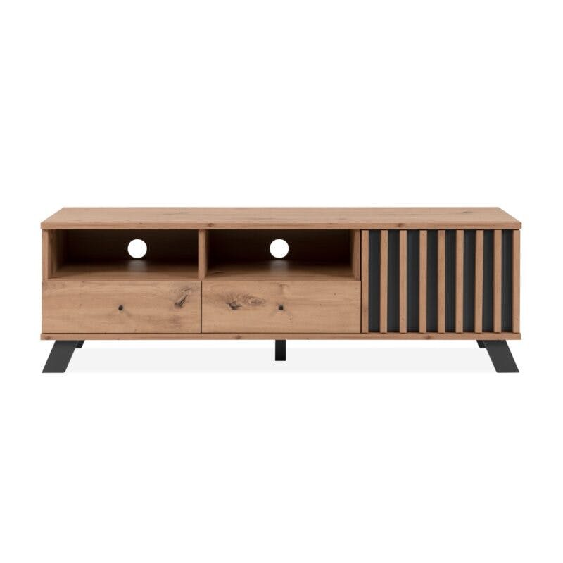 Liadomo Sideboard mit 3 Türen und 4 Schubladen in Eiche Artisan Nachbildung mit Abs. Dekor anthrazit