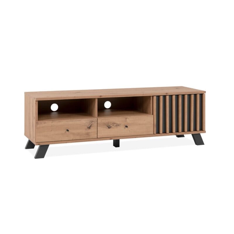 Liadomo Sideboard mit 3 Türen und 4 Schubladen in Eiche Artisan Nachbildung mit Abs. Dekor anthrazit