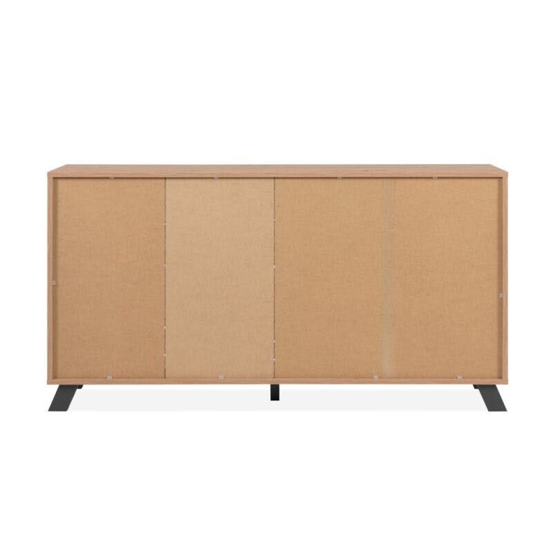 Liadomo Sideboard mit 3 Türen und 4 Schubladen in Eiche Artisan Nachbildung mit Abs. Dekor anthrazit - Rückseite