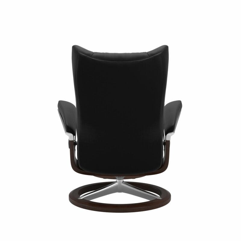 Stressless Wing Sessel mit Hocker in Leder Paloma Black - Gestell braun, Rückansicht