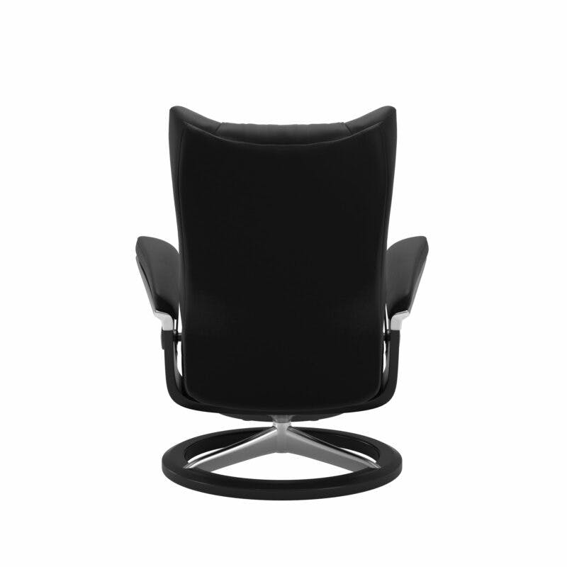 Stressless Wing Sessel mit Hocker in Leder Paloma Black - Gestell schwarz, Rückansicht