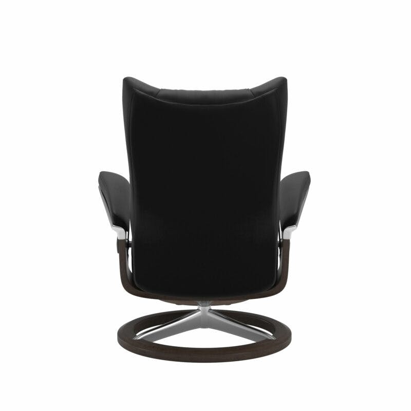 Stressless Wing Sessel mit Hocker in Leder Paloma Black - Gestell Wenge, Rückansicht