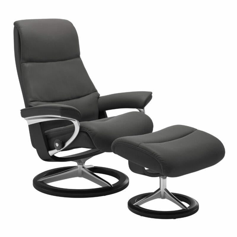 Stressless „View“ Sessel mit Hocker in Leder „Paloma“ Rock - Gestell schwarz