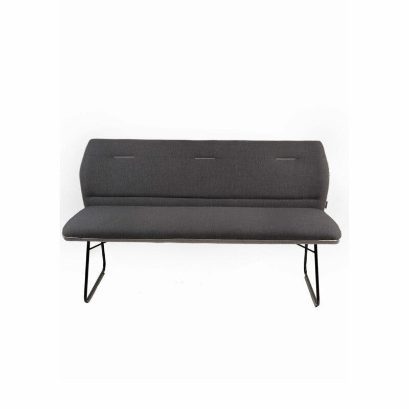Trendstore „Mae“ Sitzbank mit Sitzpolster in dunkelgrau und hellgrau und Gestell aus Metall in schwarz beschichtet Frontansicht