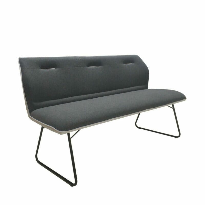 Trendstore „Mae“ Sitzbank mit Sitzpolster in dunkelgrau und hellgrau und Gestell aus Metall in schwarz beschichtet