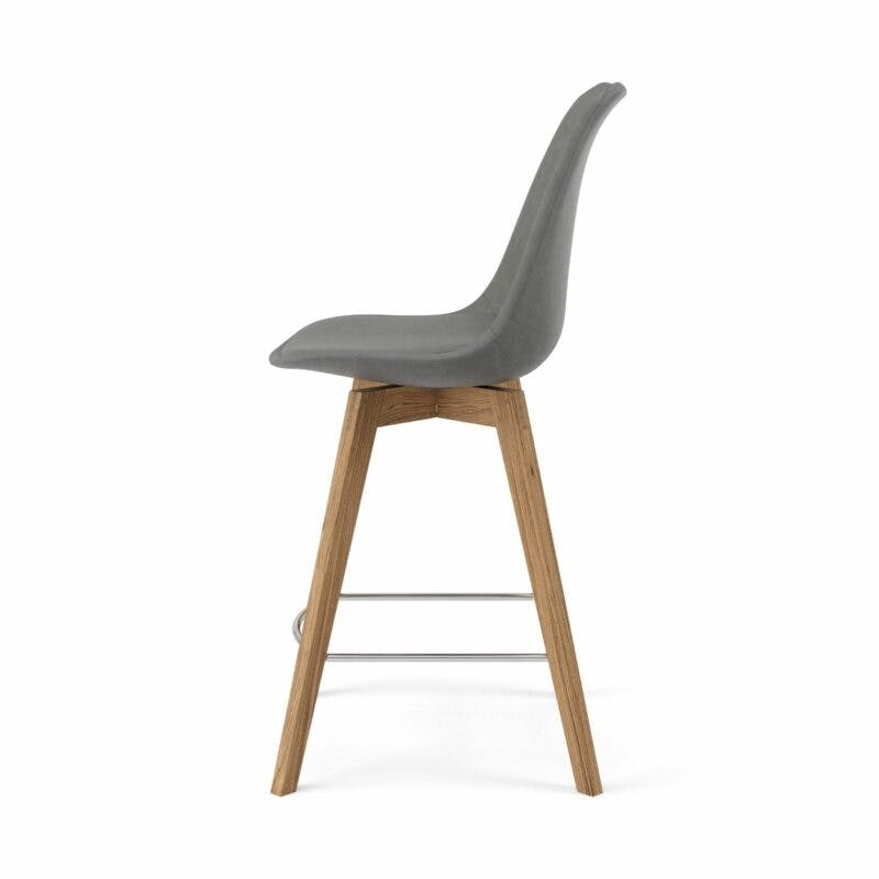 Trendstore „C-Bar“ Stuhl - Sitz und Polsterung grau, Gestell Eiche, Seitenansicht