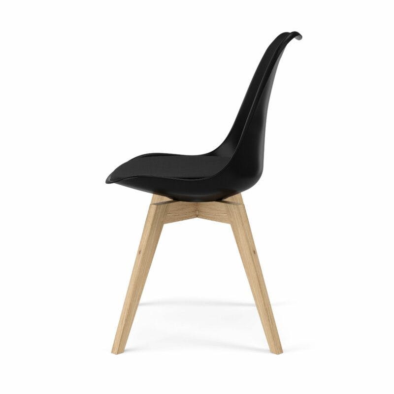 Trendstore „C-Bar“ Stuhl - Sitz und Polsterung schwarz, Gestell Eiche, Seitenansicht