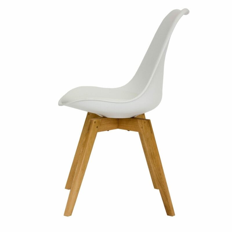 Trendstore „C-Bar“ Stuhl - Sitz und Polsterung weiß, Gestell Eiche, Seitenansicht