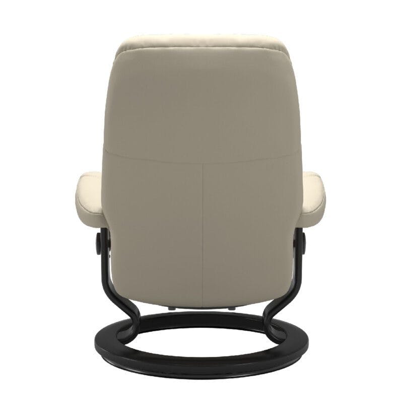 Stressless Consul Classic Sessel mit Lederbezug Batick Cream und Gestell in Holzfarbe Schwarz – Rückansicht