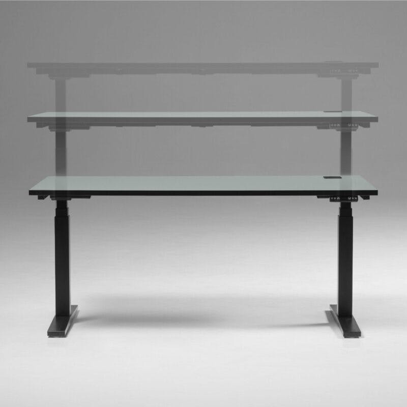 Nowy Styl eUP3 elektromotorischer Steh- und Sitzarbeitstisch – Tischplatte weiß Gestell schwarz und Tischkante schwarz