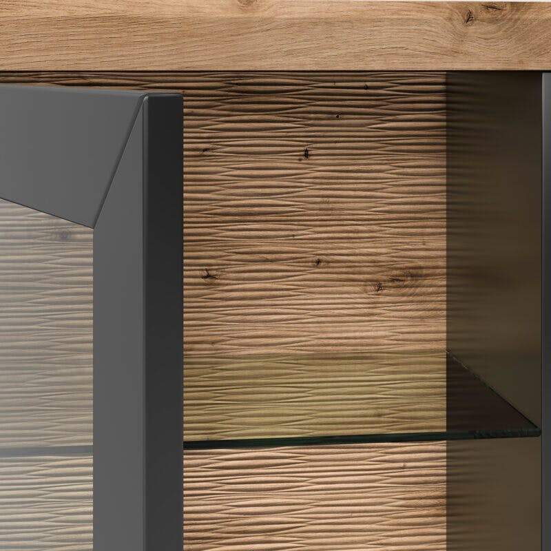 set one by Musterring Type 13 Highboard in Dekor anthrazit – Detail Innenansicht