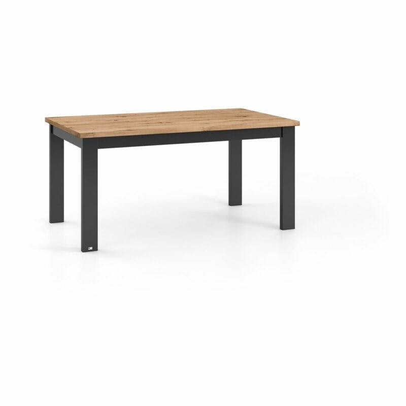 set one by Musterring Type 62 Esstisch mit einer Tischplatte in Eiche Artisan und einem Tischgestell in Grau Anthrazit in seitlicher Ansicht