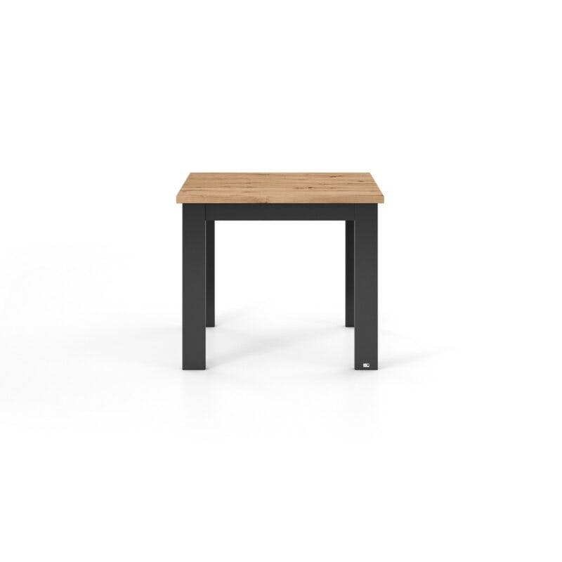set one by Musterring Type 66 Esstisch mit einer Tischplatte in Eiche Artisan und einem Tischgestell in Grau Anthrazit in frontaler Ansicht