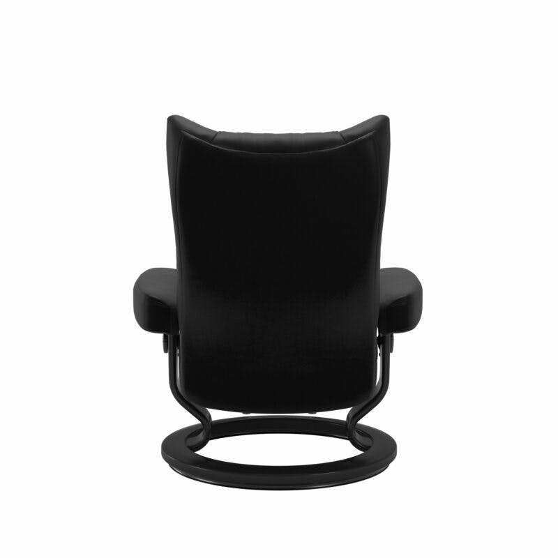 Stressless Wing Sessel Classic mit Hocker – Leder Batick Black und Untergestell Farbe Schwarz