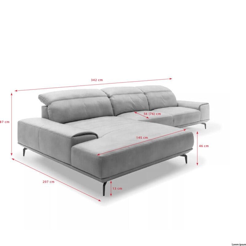 Musterring MR2490 Sofa - Skizze mit Maßen