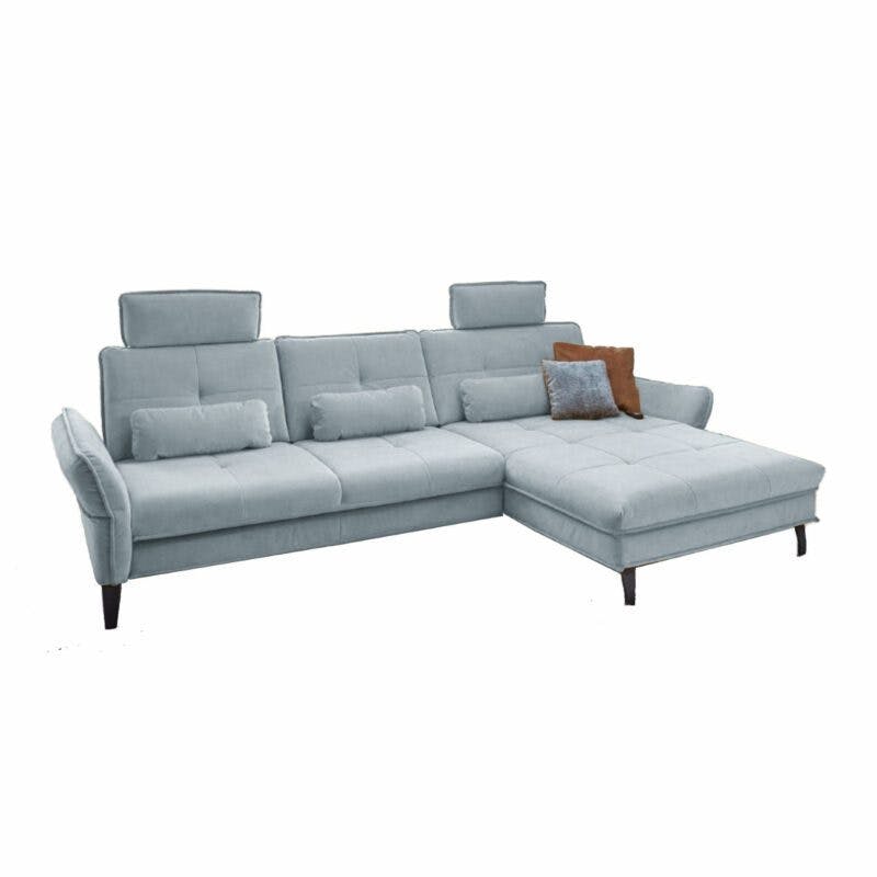 Couchliebe Key West Sofa mit Bezug in Sky, Ottomane rechts und Komfortfunktionen