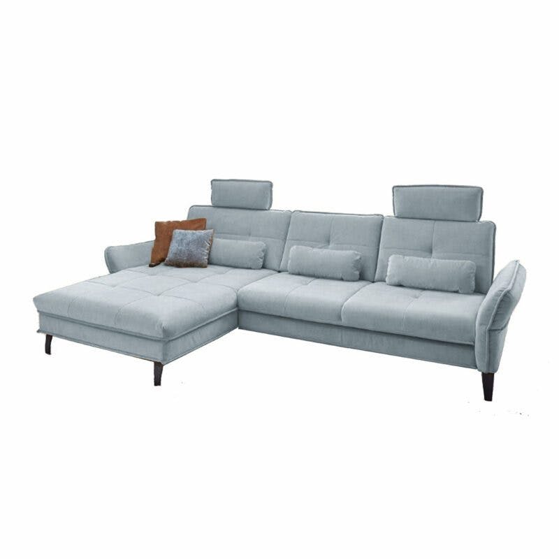Couchliebe Key West Sofa mit Bezug in Sky, Ottomane links und Komfortfunktionen