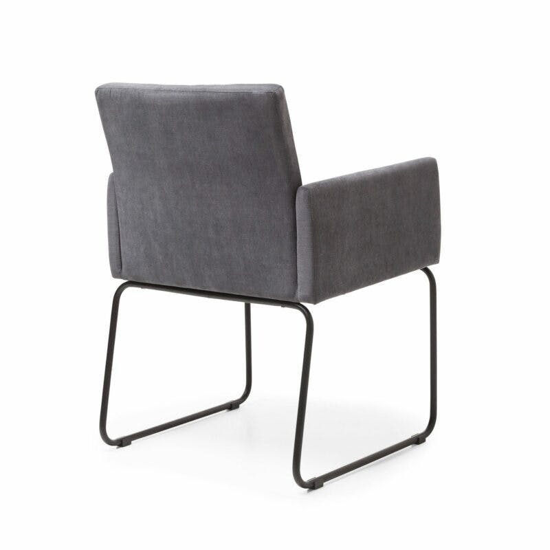 set one by Musterring toledo Stuhl mit Armlehnen in Bezug Microfaser grau mit Schlittengestell in schwarz, Rückseite