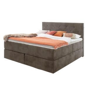 Trendstore New York Boxspringbett mit LED Beleuchtung in Taupe.