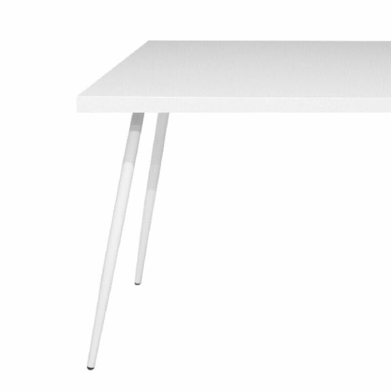Trendstore Multi Esstisch Tischplatte in Dekor weiß matt lackiert und 4-Fuß-Gestell aus Metall in weiß matt in Detailansicht