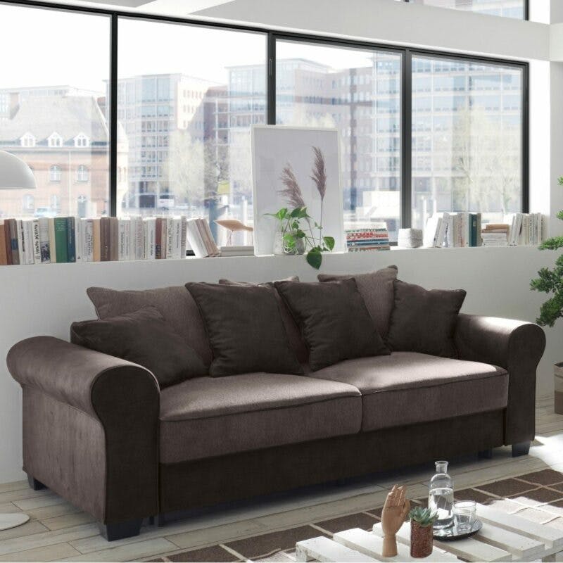 Trendstore Benson 2-Sitzer-Sofa in Bezug Microvelours Salvador espresso Wohnbeispiel