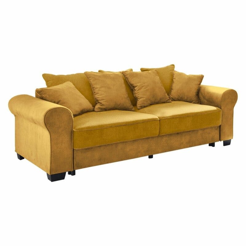 Trendstore Benson 2-Sitzer-Sofa in Bezug Microvelours Salvador okra