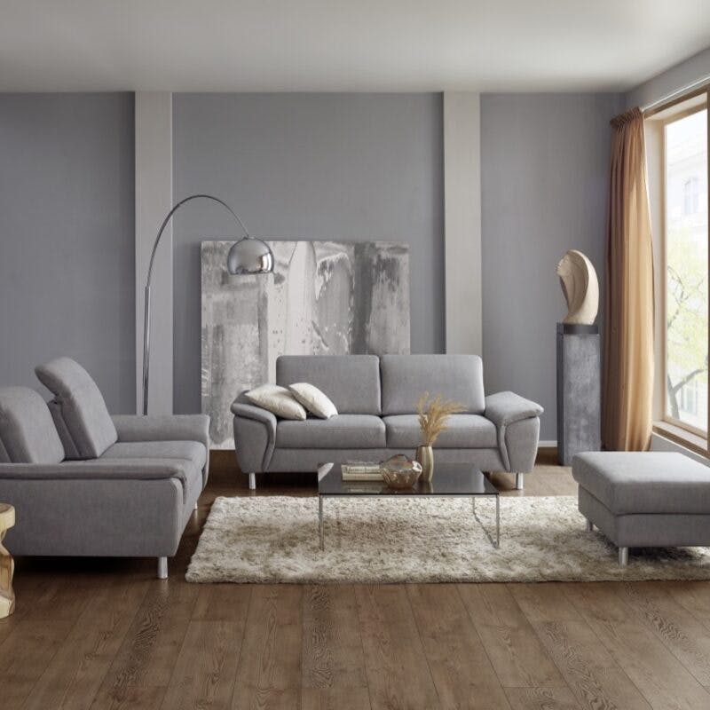 Calizza Interiors Jade Sofa mit Microfaser-Bezug Bulus 32 silber Wohnbeispiel