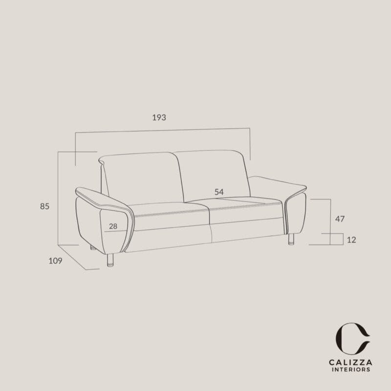 Caliza Interiors Sofa Jade 2,5-Sitzer – Skizze