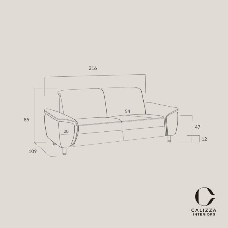 Caliza Interiors Sofa Jade 3-Sitzer – Skizze