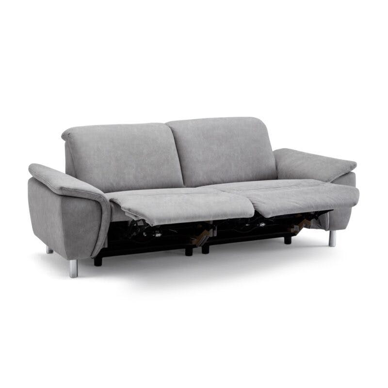 Calizza Interiors Nell Sofa mit Bezug Microfaser Bulus 32 silber – Relaxfunktion