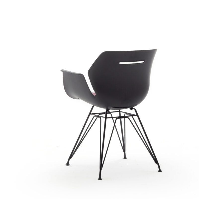 Raum.Freunde Tooon Stuhl mit Armlehnen, Sitzschale in Kunststoff schwarz mit Metallgestell in Schwarz.