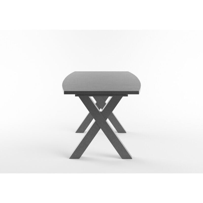 Set One Atlanta-System Esstisch Tischplatte bootsförmig Dekor graphit Gestell X-Form Dekor graphit seitlich