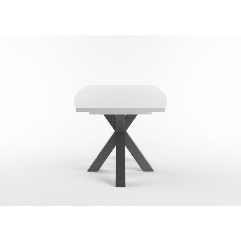 Set One Atlanta-System Esstisch Tischplatte bootsförmig Dekor weiß matt Gestell sternförmig Dekor graphit seitlich