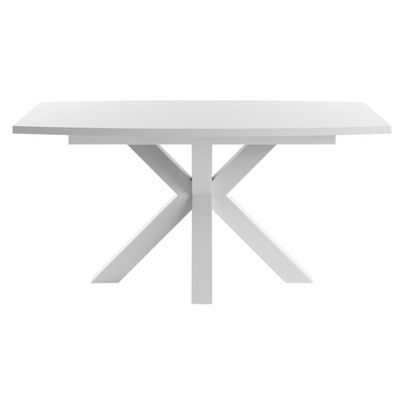 Set One Atlanta-System Esstisch Tischplatte bootsförmig Dekor weiß matt Gestell sternförmig Dekor weiß matt frontal