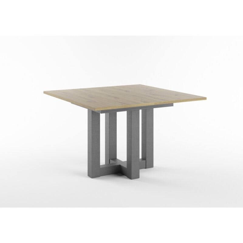 Set One Atlanta-System Esstisch Tischplatte quadratisch Artisan Eiche Holznachbildung Gestell Doppel-U Dekor graphit schräg