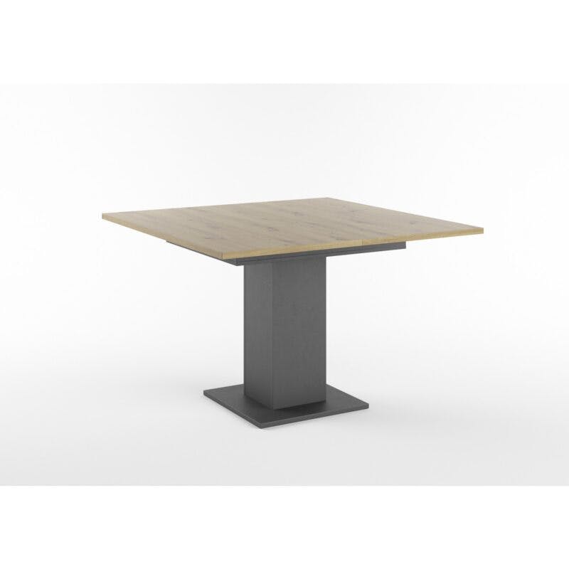 Set One Atlanta-System Esstisch Tischplatte quadratisch Artisan Eiche Holznachbildung Säule quadratisch Dekor Schwarzstahl schräg