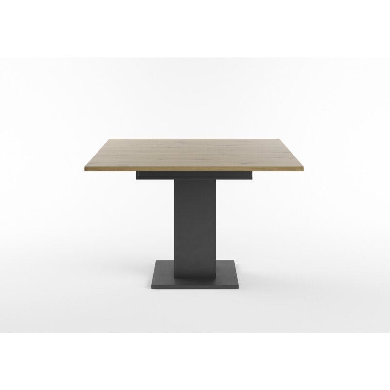 Set One Atlanta-System Esstisch Tischplatte quadratisch Artisan Eiche Holznachbildung Säule quadratisch Dekor Schwarzstahl seitlich