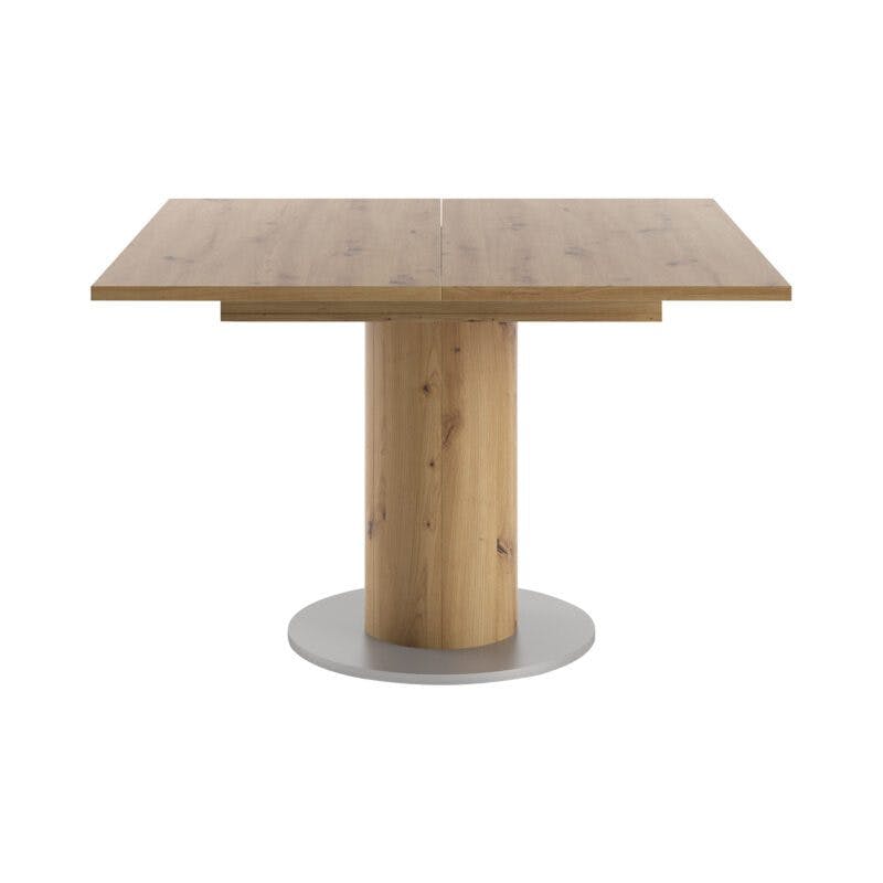 Set One Atlanta-System Esstisch Tischplatte quadratisch Artisan Eiche Holznachbildung Säule rund Artisan Eiche Holznachbildung frontal