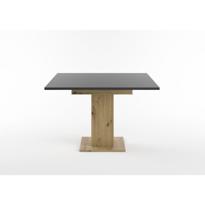 Set One Atlanta-System Esstisch Tischplatte quadratisch Dekor anthrazit matt Säule quadratisch Artisan Eiche Holznachbildung seitlich