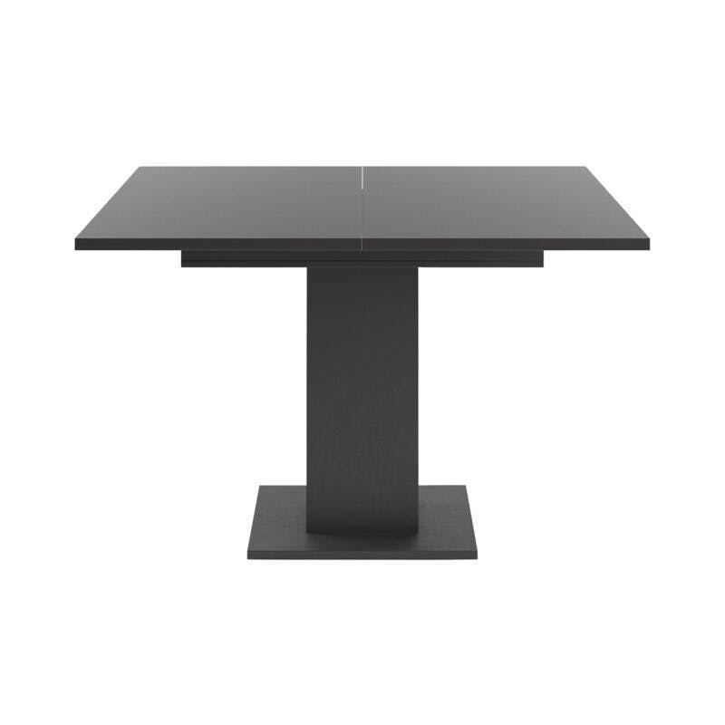 Set One Atlanta-System Esstisch Tischplatte quadratisch Dekor anthrazit matt Säule quadratisch Dekor Schwarzstahl frontal