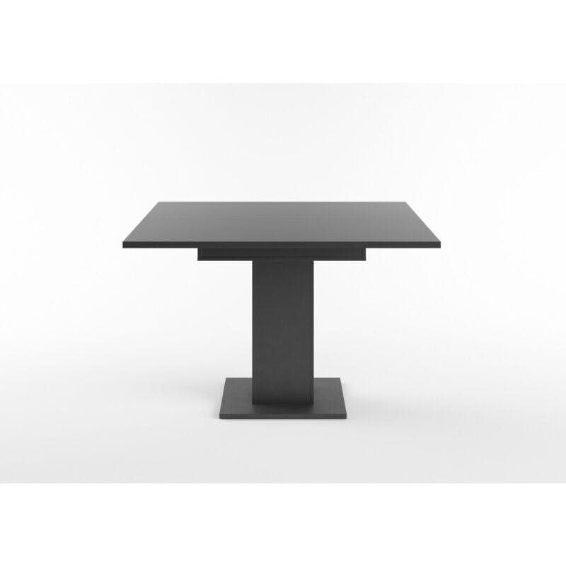 Set One Atlanta-System Esstisch Tischplatte quadratisch Dekor anthrazit matt Säule quadratisch Dekor Schwarzstahl seitlich