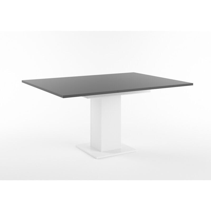 Set One Atlanta-System Esstisch Tischplatte quadratisch Dekor anthrazit matt Säule quadratisch Dekor weiß matt ausgezogen