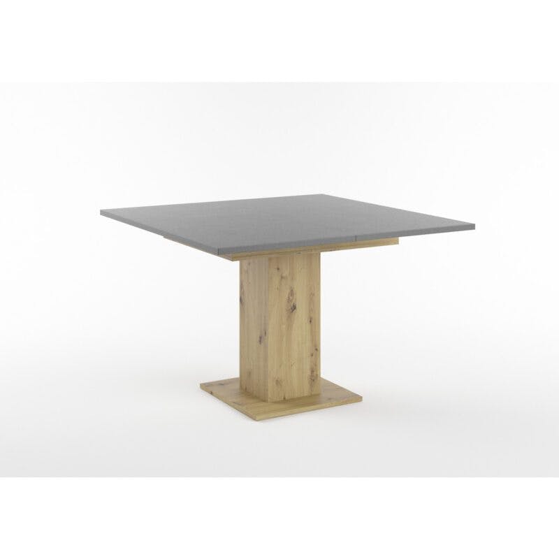 Set One Atlanta-System Esstisch Tischplatte quadratisch Dekor graphit Säule quadratisch Artisan Eiche Holznachbildung schräg