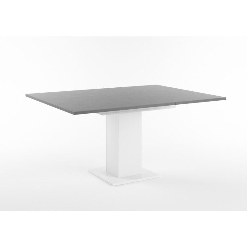 Set One Atlanta-System Esstisch Tischplatte quadratisch Dekor graphit Säule quadratisch Dekor weiß matt ausgezogen