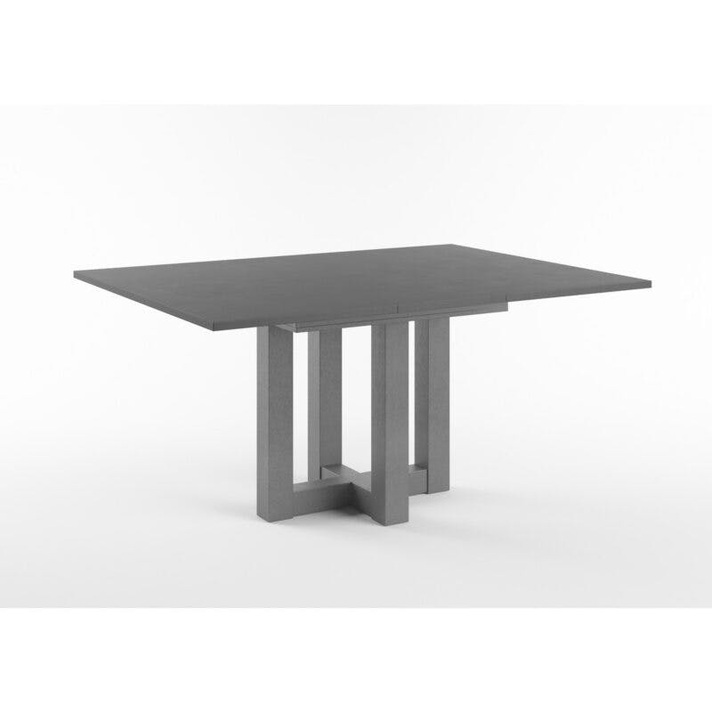Set One Atlanta-System Esstisch Tischplatte quadratisch Dekor Schwarzstahl Gestell Doppel-U Dekor graphit ausgezogen